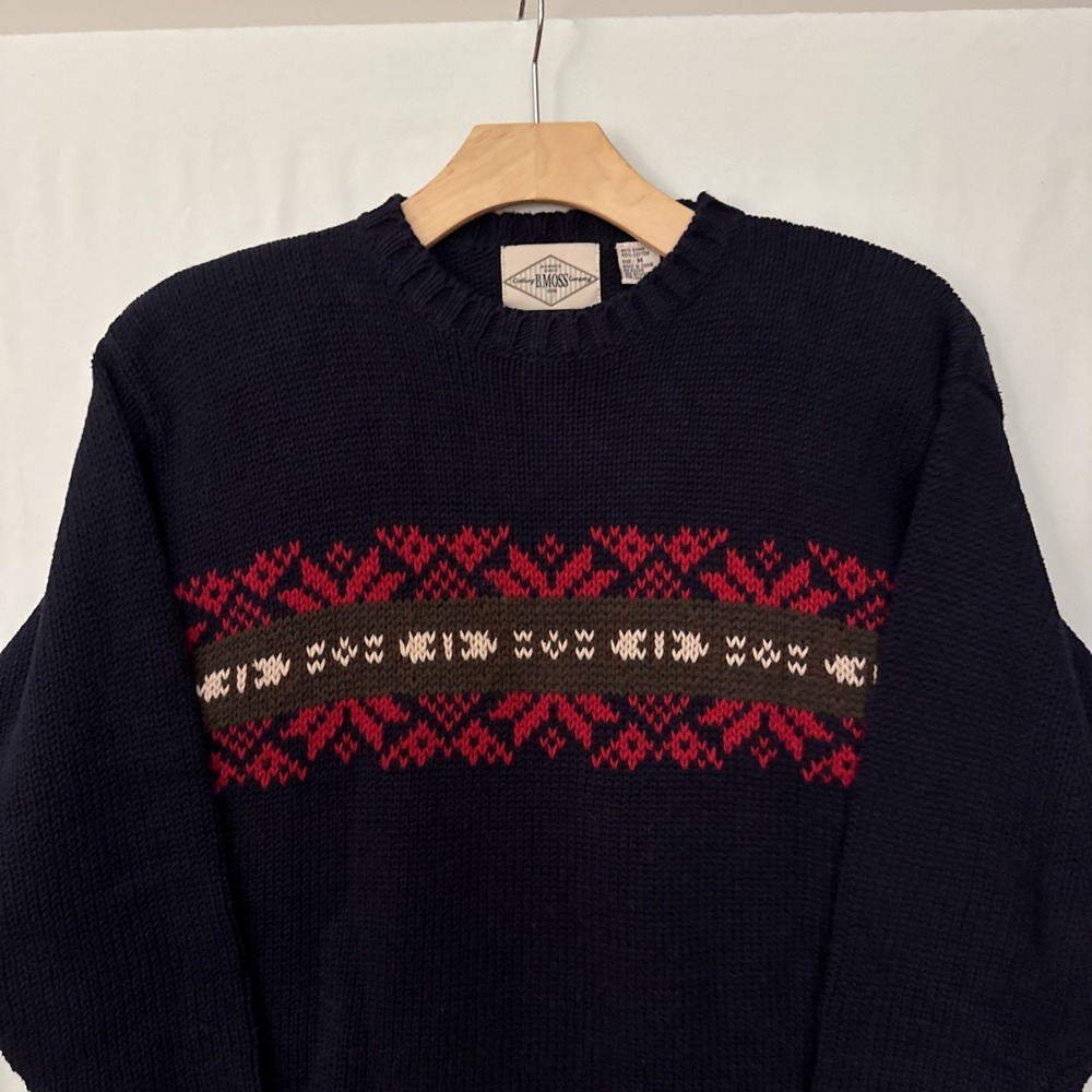 Vintage 90s B. Moss Nordic Fair Isle Geometric Knit Sweater Wms M SKI - Picture 1 of 13